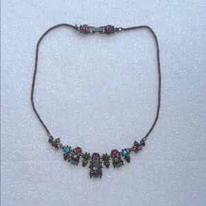 Vintage Pink‎ and Blue Bohemian Necklace with Delicate Design